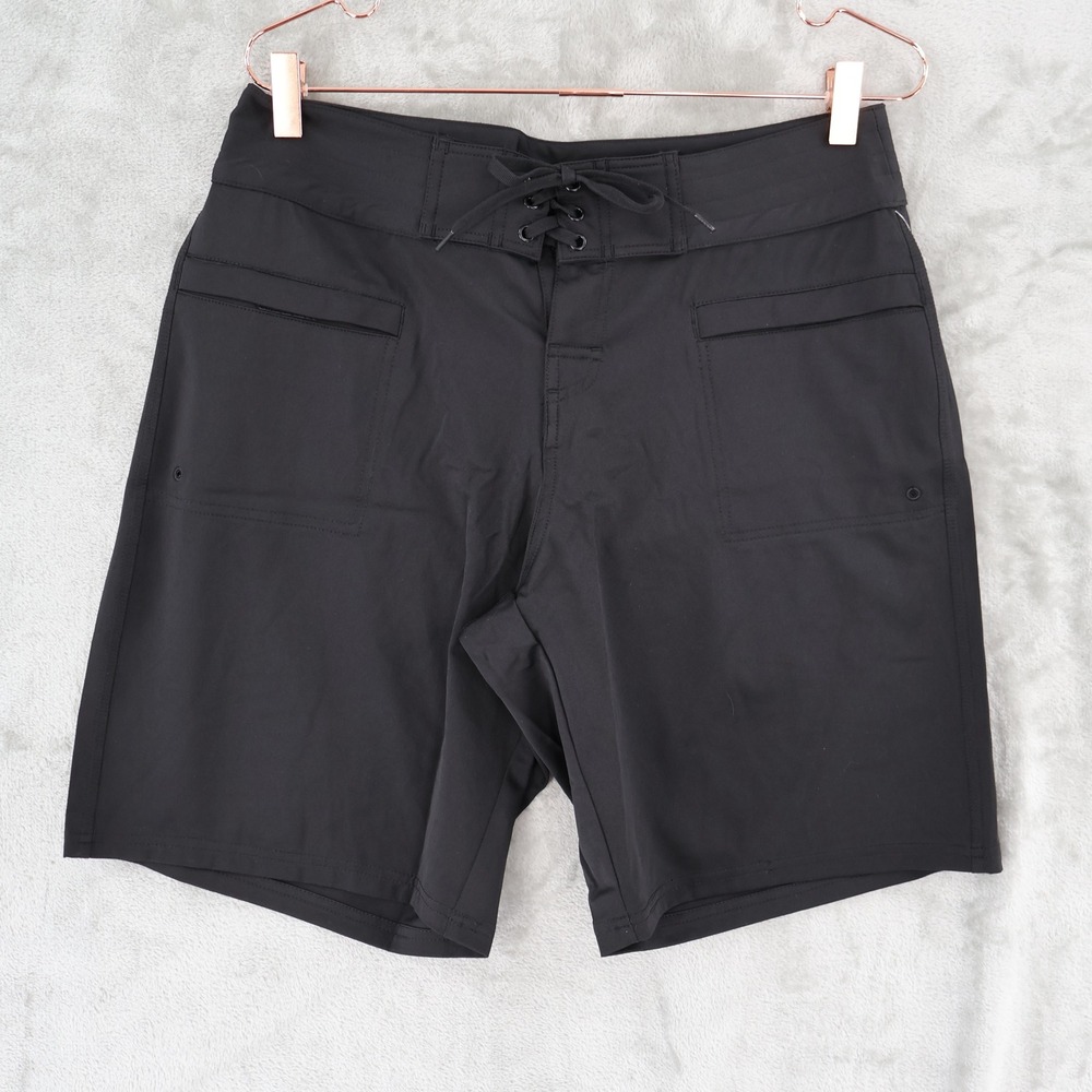 Island Escape Surf City Board Shorts Womens 10 Black Lace Up Swim Cargo $35 NWT
